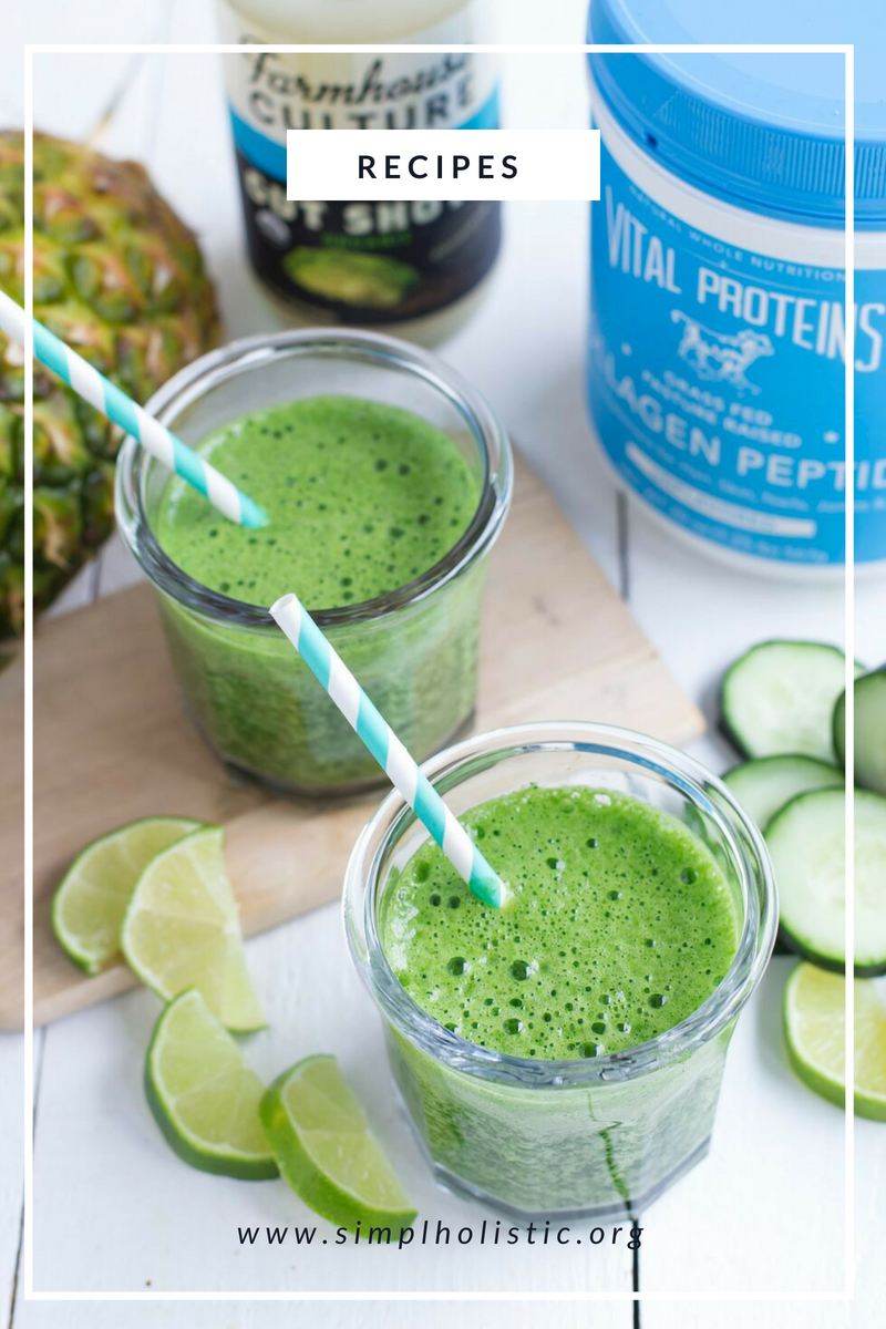 Green Recovery Smoothie - Vital Proteins, simplholistic, gut shot, gut health