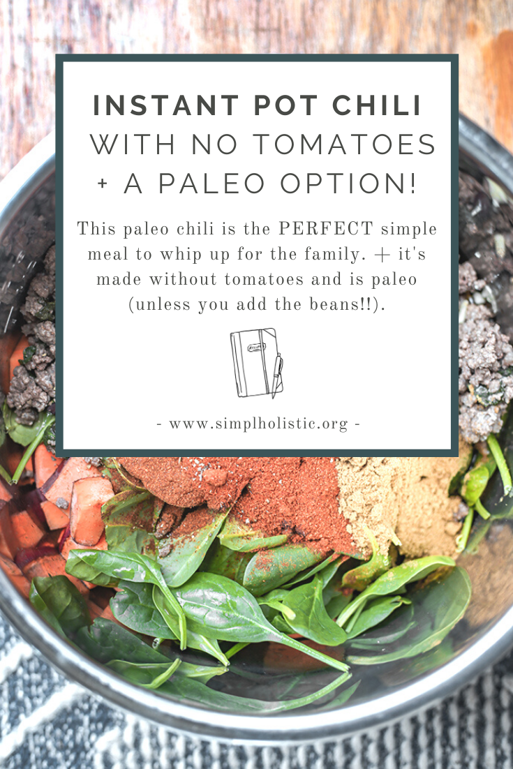 instant pot tomato free chili with a paleo chili option